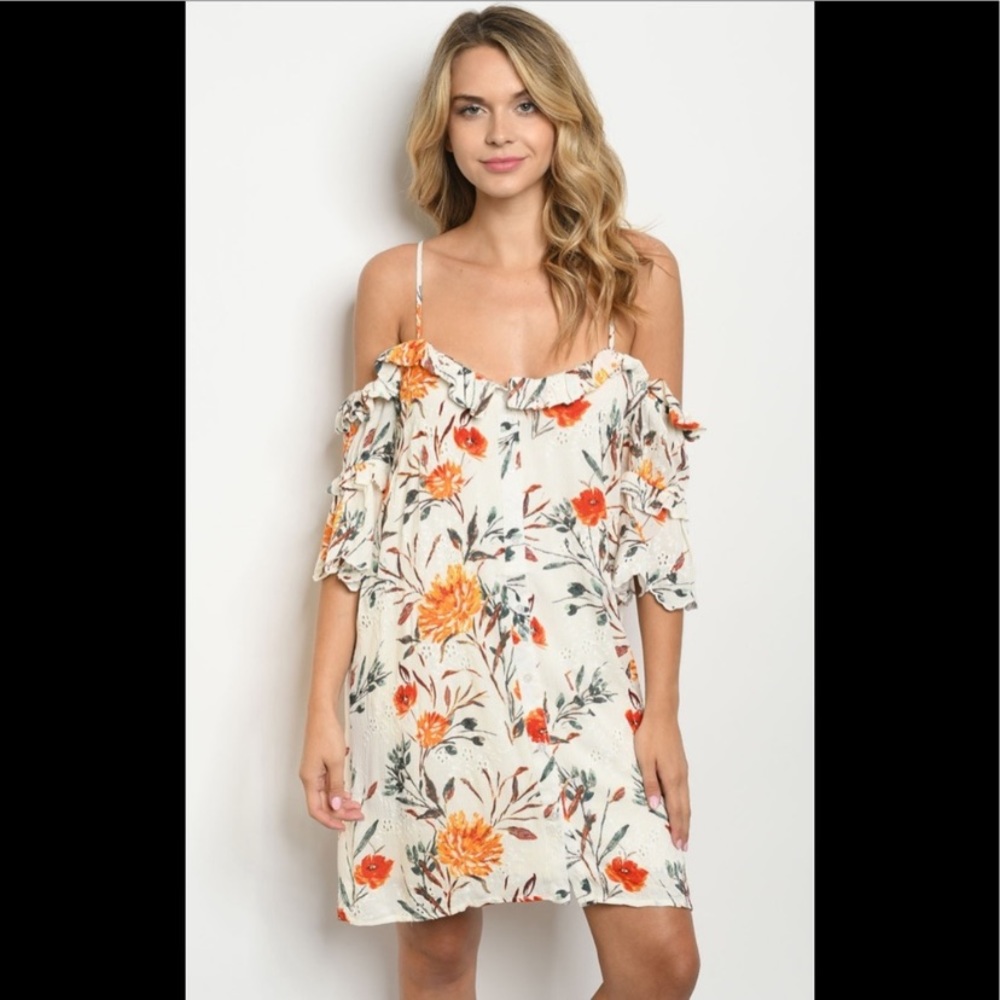 Dance & Marvel Off White Ivory Floral Shift Dress